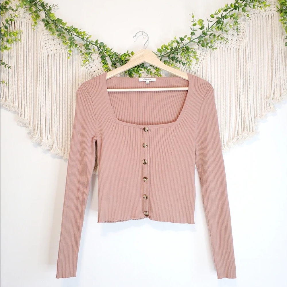 Madewell pink square neck top